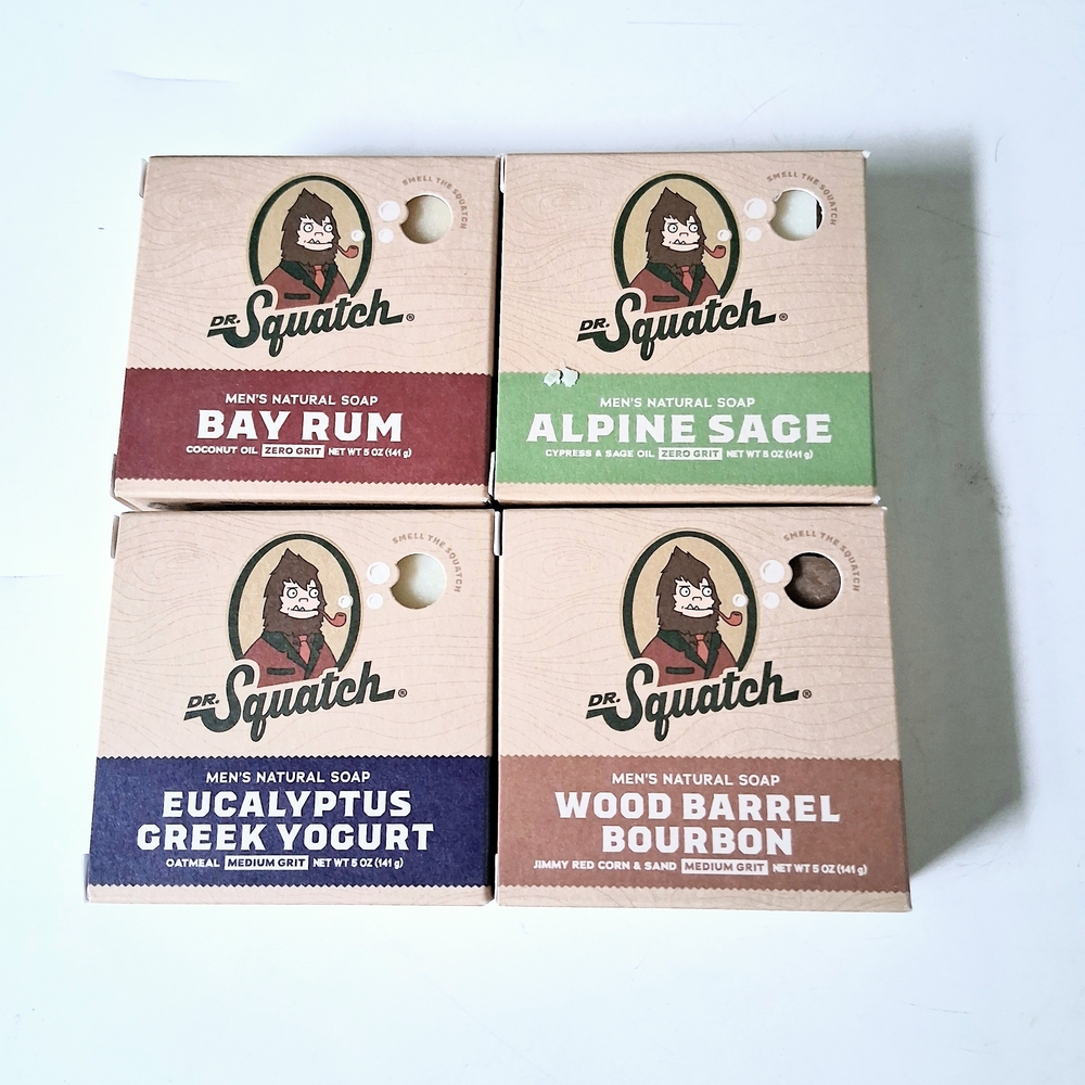 Dr. Squatch soap Lot Of 4 Mens Body Wash Soap Bars New 5oz Set.